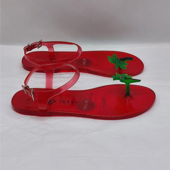 Katy Perry The Geli Thong Sandals Women 6 Red Palm Tree Slip On Casual Flip Flop - Picture 1 of 9